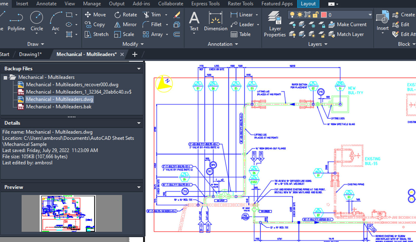 Recover Drawings in AutoCAD Feature