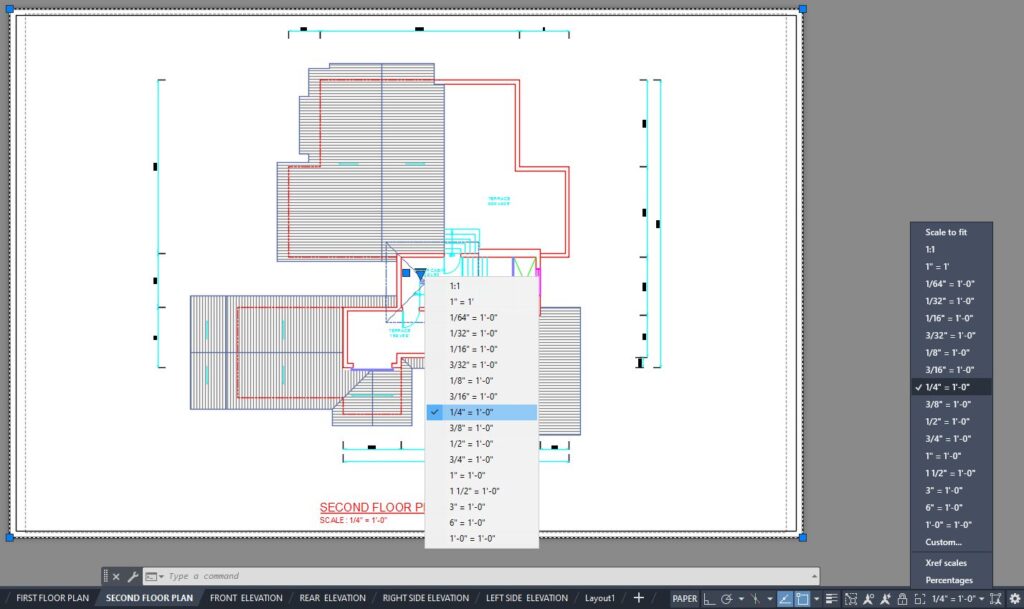 Screenshot of paper space and viewport in AutoCAD