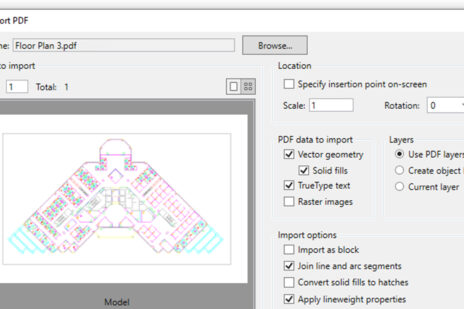 Screenshot of importing PDF to AutoCAD