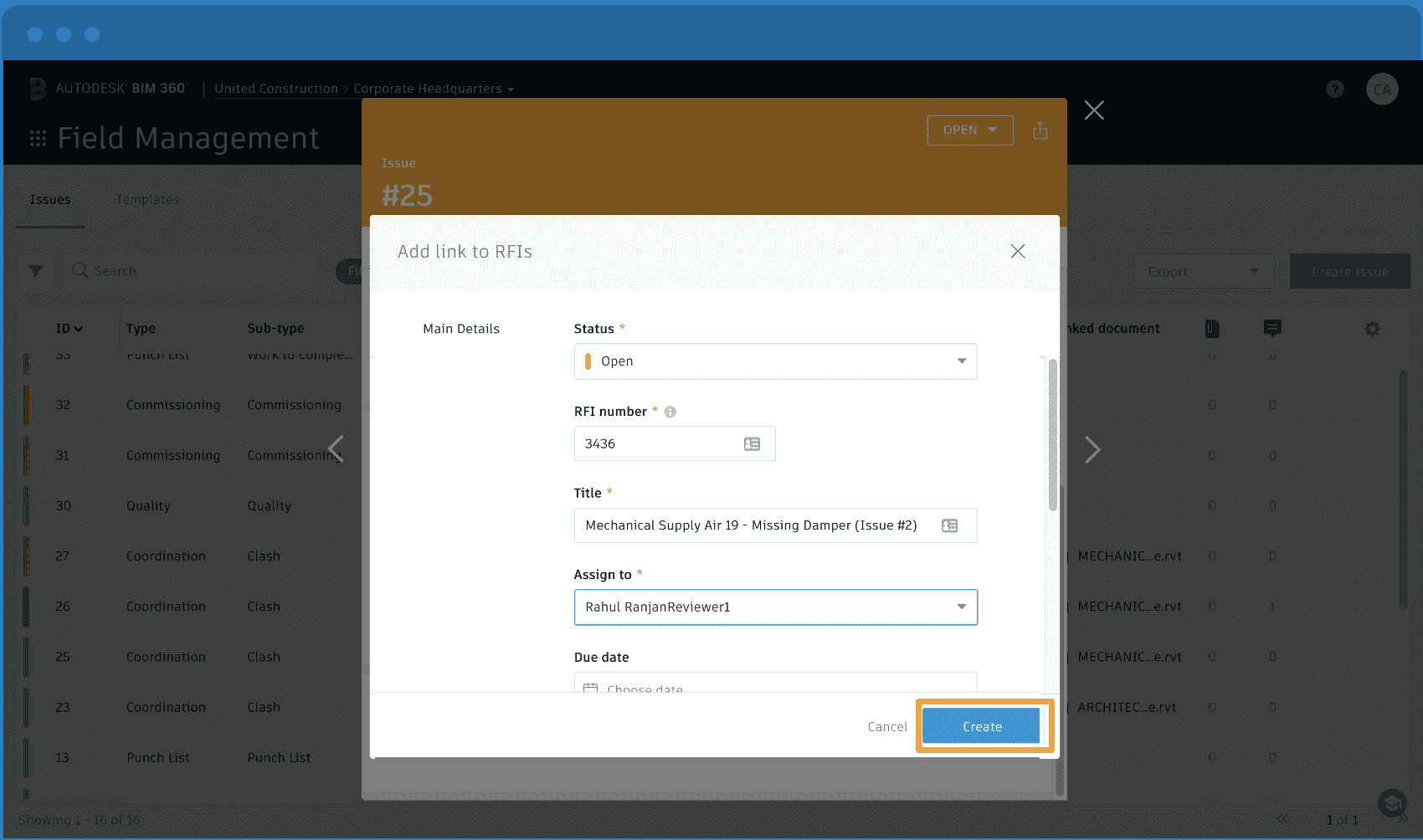 issues to rfis bim 360 1