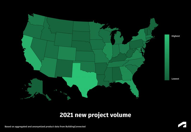 Heat map, BuildingConnected data reveals top 15 cities with most new projects published [report]