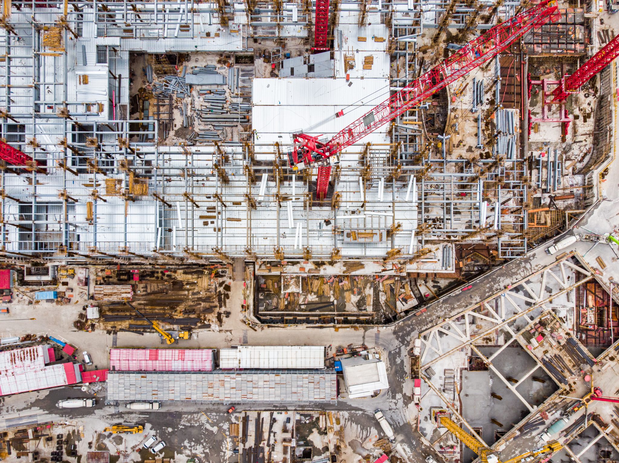 Top View of Working Construction Site