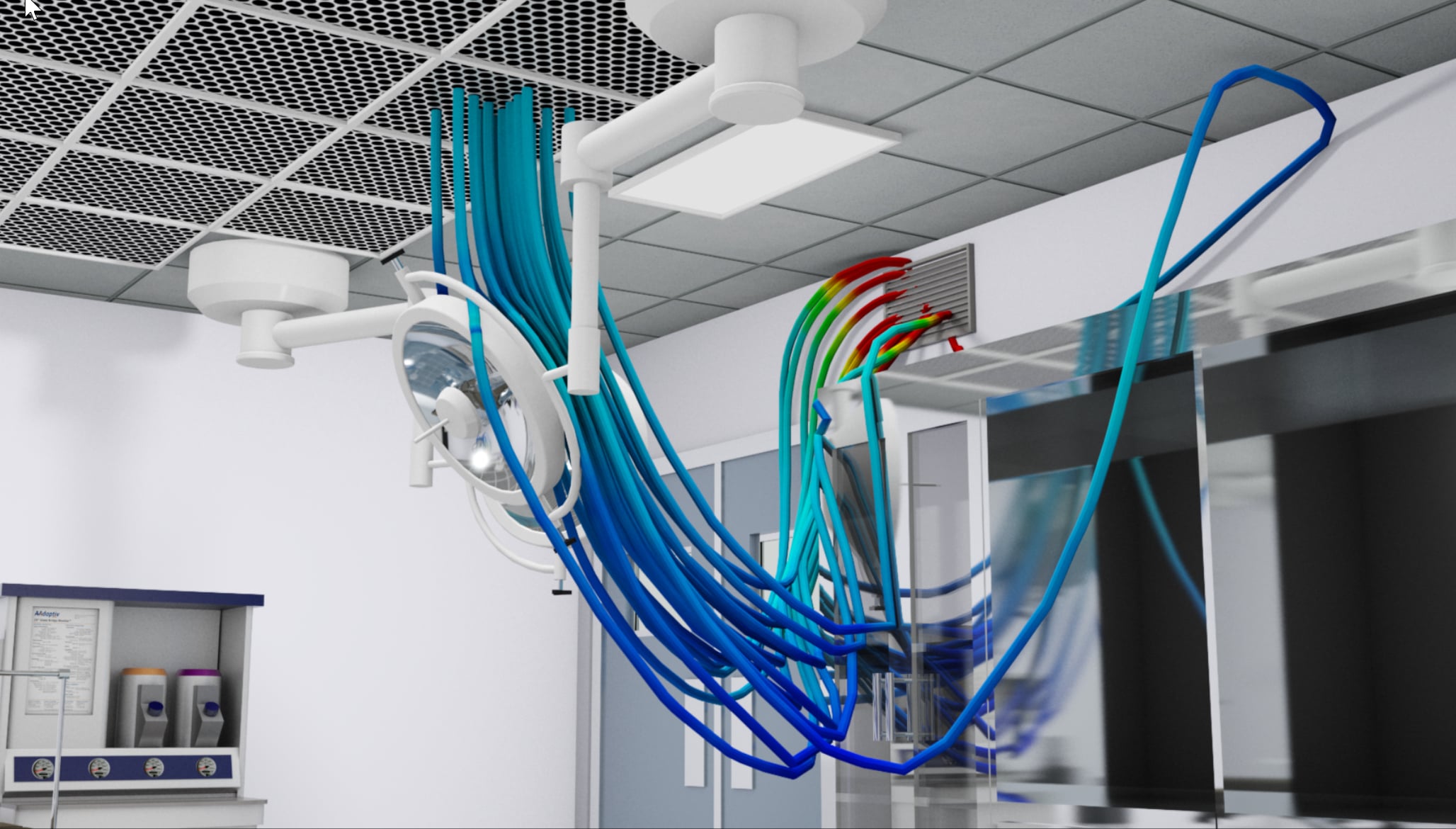 Rendering of airflow in an Operating Room design