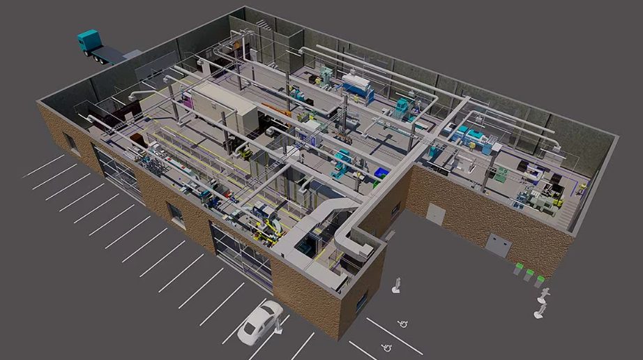 Autodesk Factory Design Utilities factory floor plan.