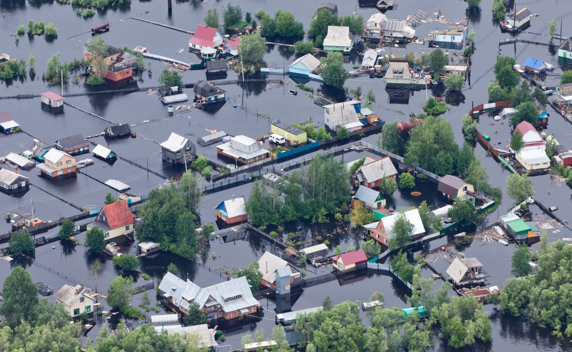 flooded town