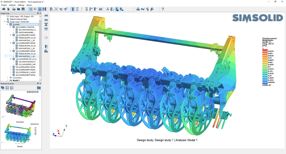 Farm equipment assembly – modal vibration analysis