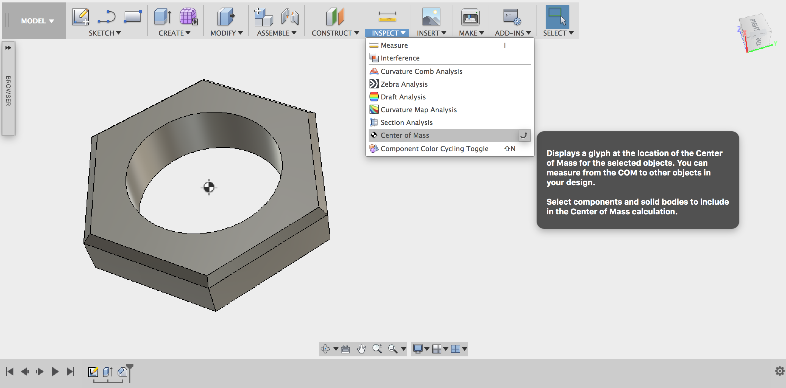 Threads created. Центр масс Fusion 360. Fusion 360 чем body отличается от component. Inspect. Toggle cyclic.