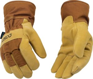 Leather work gloves.