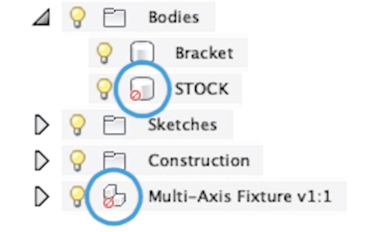 This red symbol indicates the body or component is unselectable