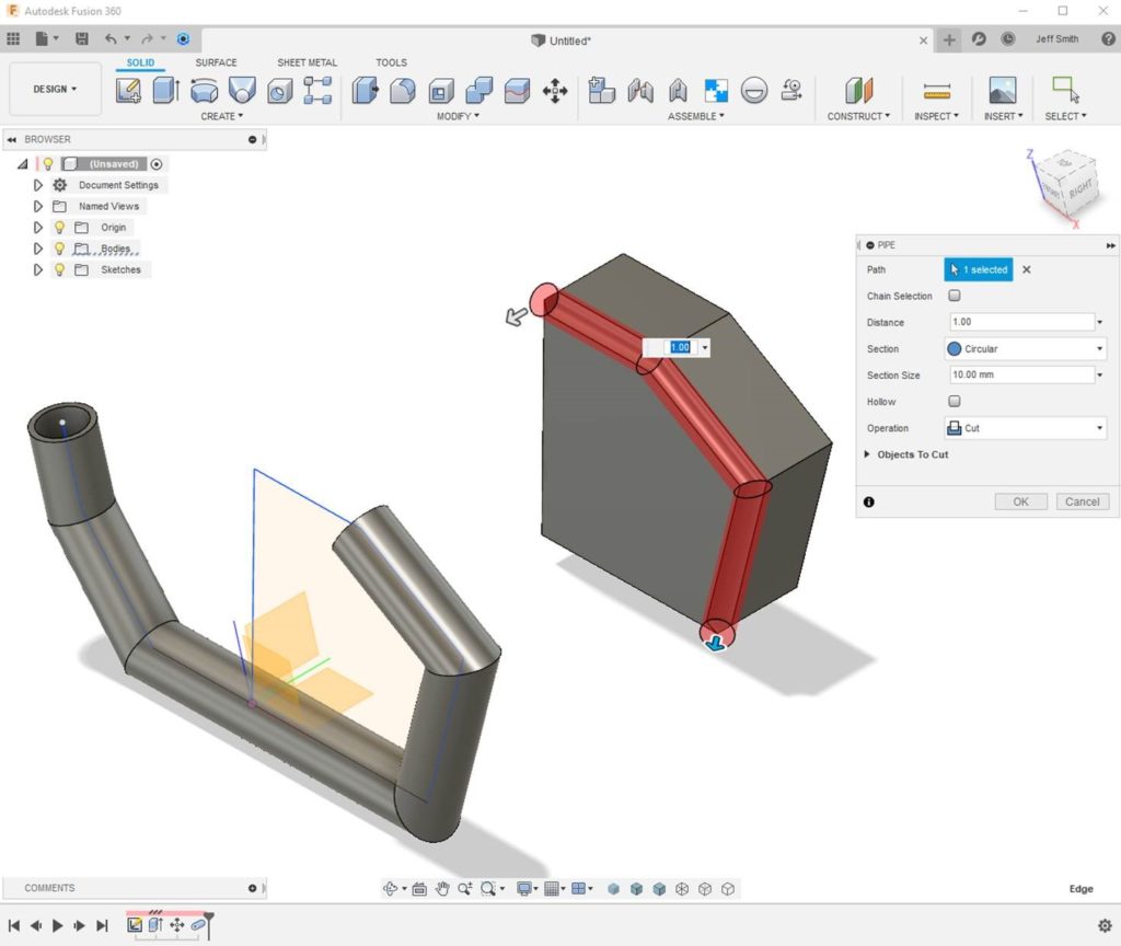 fusion 360 pipe