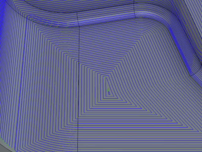 normal scallop toolpath on shallow area with disconnected passes