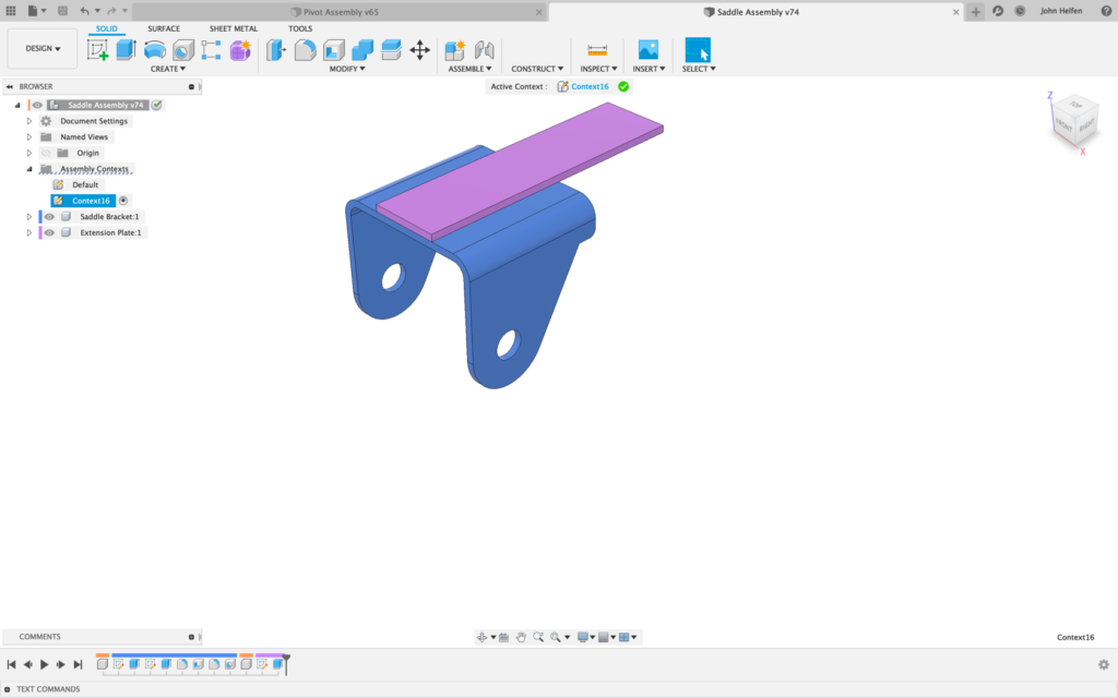 Assembl Context active with components moved into assembly positions