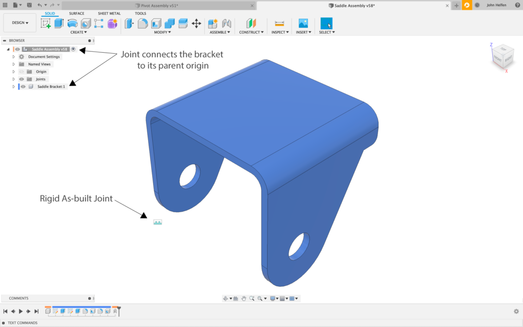 As-built rigid joint between the bracket and its paten origin