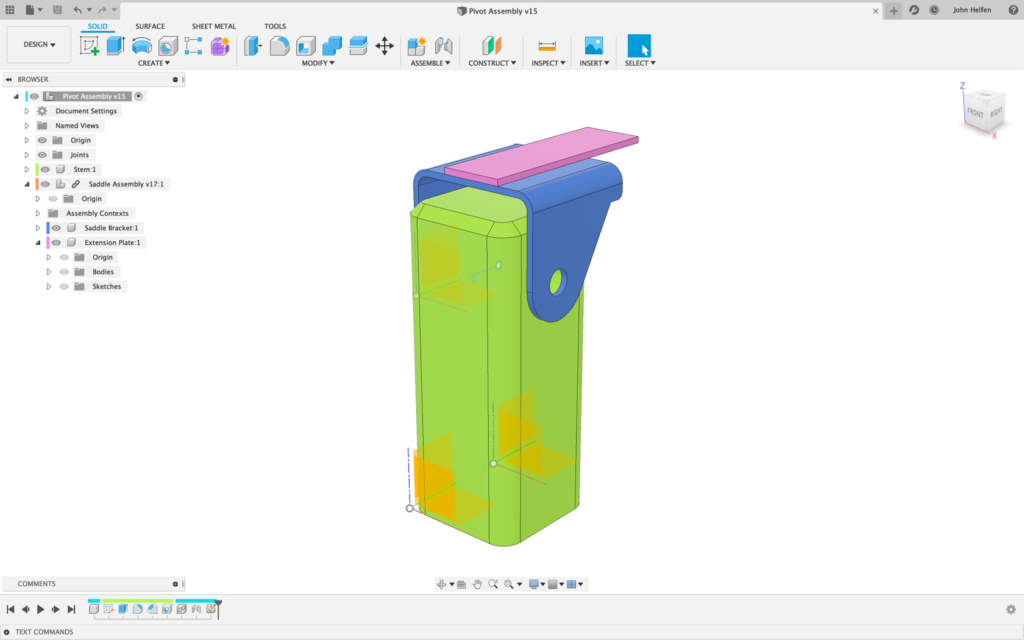 New component is correct position in assembly after EIP