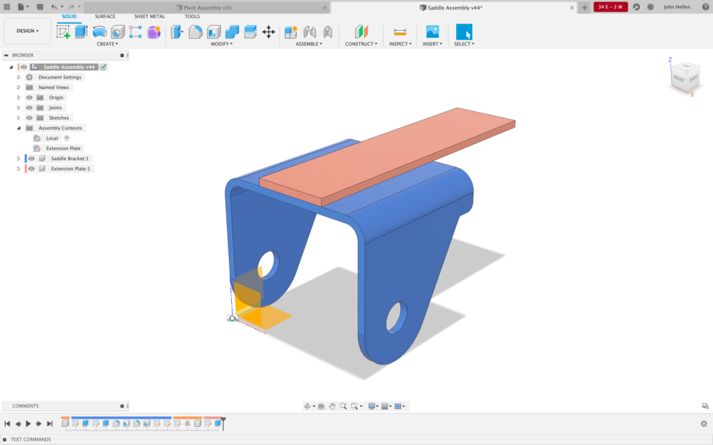 Saddle Assembly open showing Extension Plate in correct position