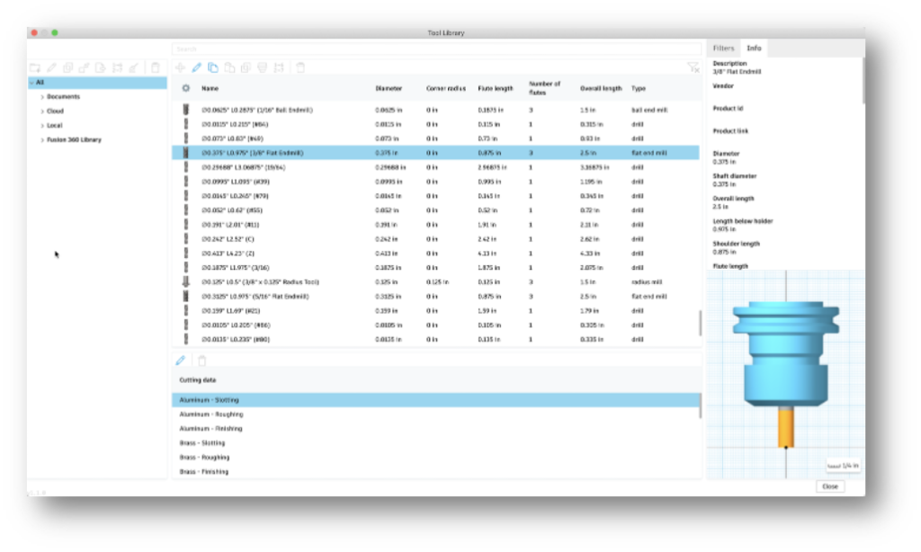 fusion 360 tool library