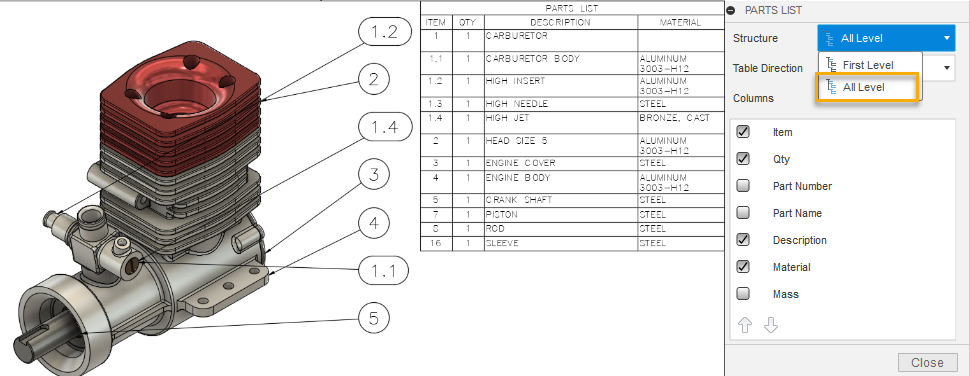 all-level-parts-list-fusion-360