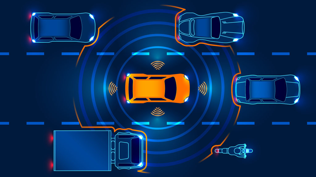 autonomous-vehicle-on-road-lidar-sensor