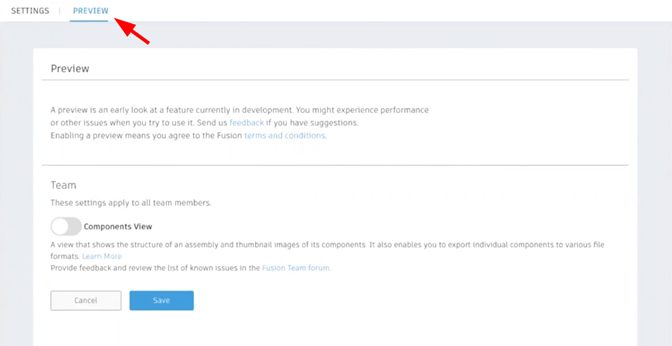 enable-component-view-fusion-360-fusion-team