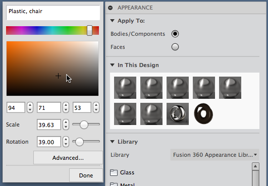 Me Ajudem - Aplicação de Aparência na peça - Autodesk Community - Fusion 360