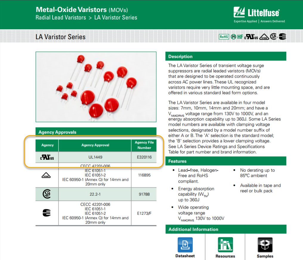 ul certified parts