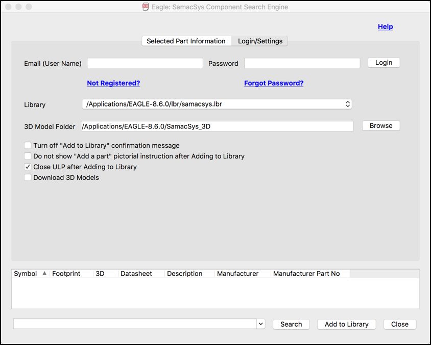 samacsys login settings