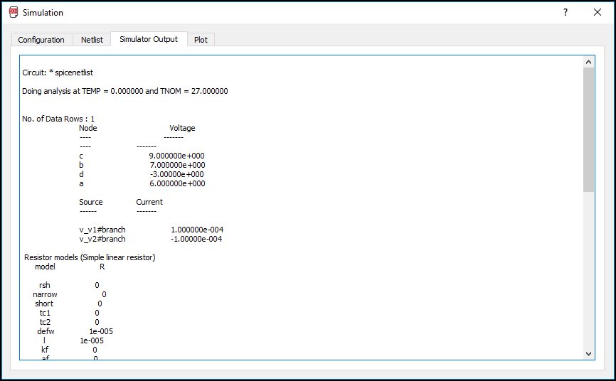 simulator output tab