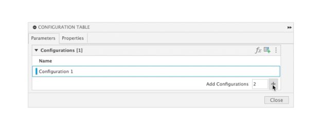 configuration table in autodesk fusion