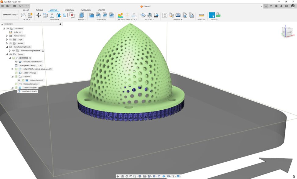 Additive build preparation capabilities in Autodesk Fusion.