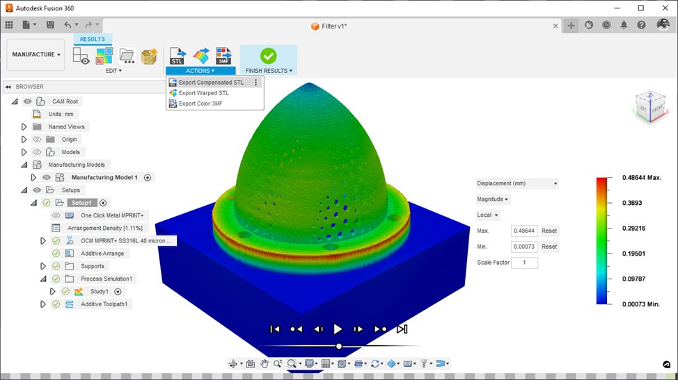 Autodesk Fusion metal powder bed fusion process simulation capabilities