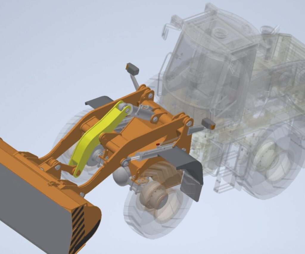 Front-loader 3D model in Autodesk Fusion