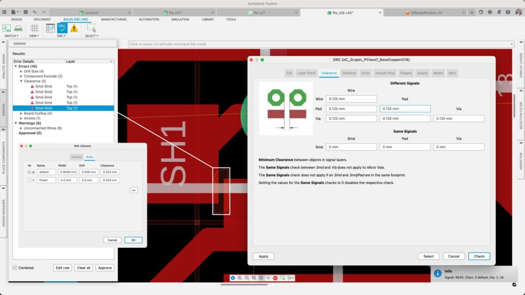 Design Rule Checking DRC in Autodesk Fusion