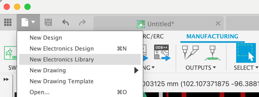 Accessing the Fusion library editor