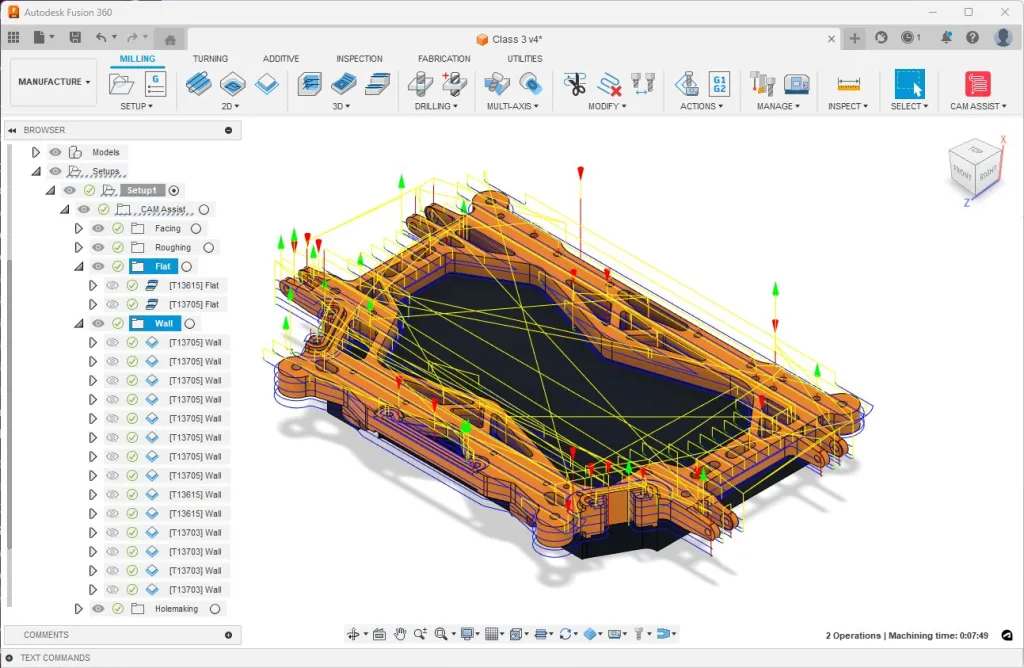 Automated CAM toolpaths generated by Autodesk Fusion.