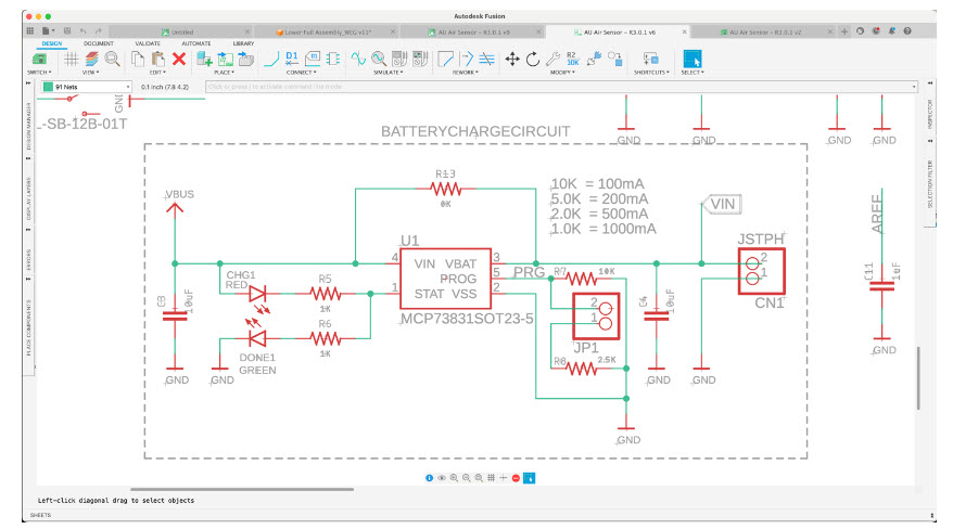 LED schematic in Autodesk Fusion