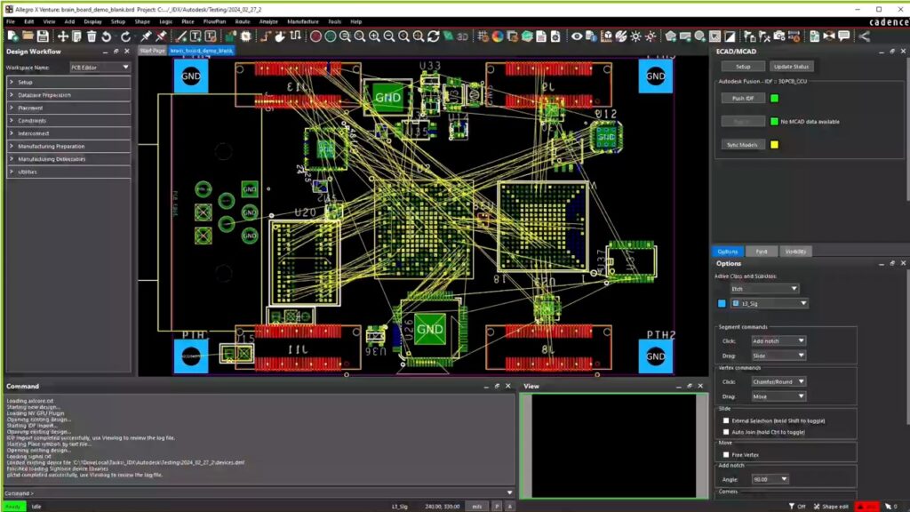 Autodesk Fusion Cadence Allegro PCB connection