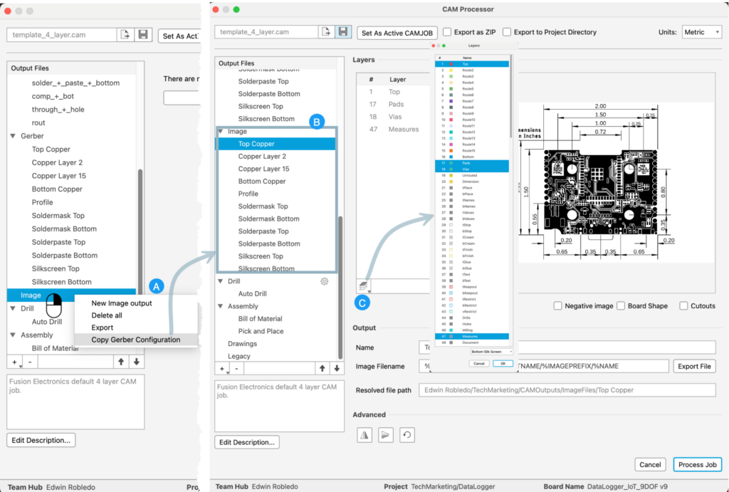 Export Gerber ODB++ manufacturing files in Autodesk Fusion