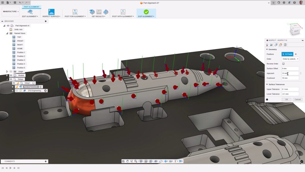 Part alignment in Autodesk Fusion.