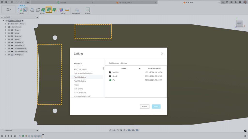 Construction lines in Autodesk Fusion.