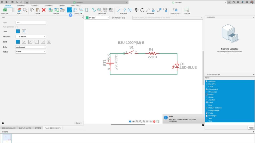 Defining connections in the Fusion schematic editor