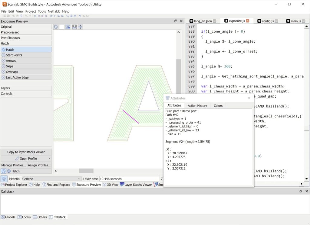 Advanced utility path in Autodesk Fusion for laser powder bed fusion.